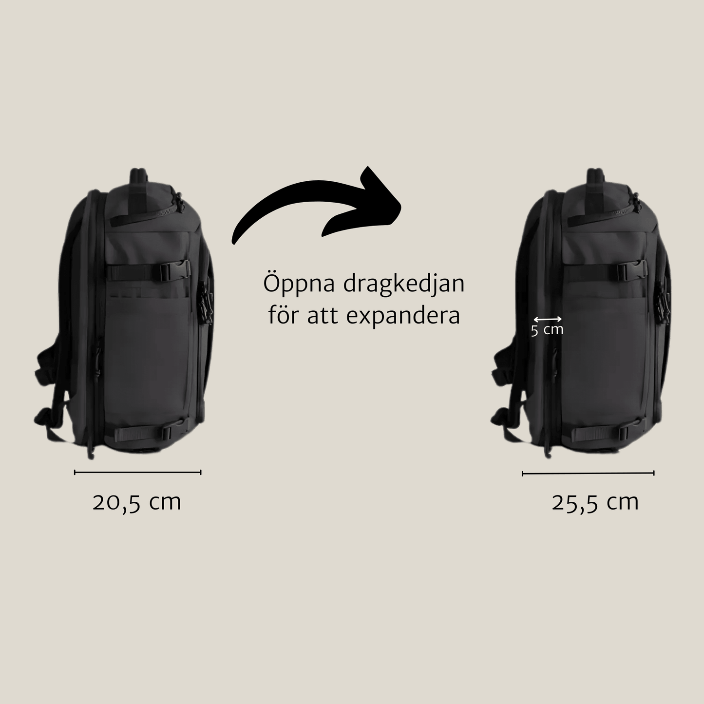 Quick access, smart ryggsäck för handbagage 28-38L - expanderbar - Oorderly